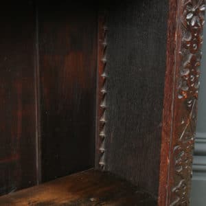 Antique English 17th Century Style Victorian Carved Open 4ft Bookcase Shelf (Circa 1880)