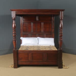 Antique 5ft English 18th Century Style Victorian King Size Oak Four Poster Bed (Circa 1880)