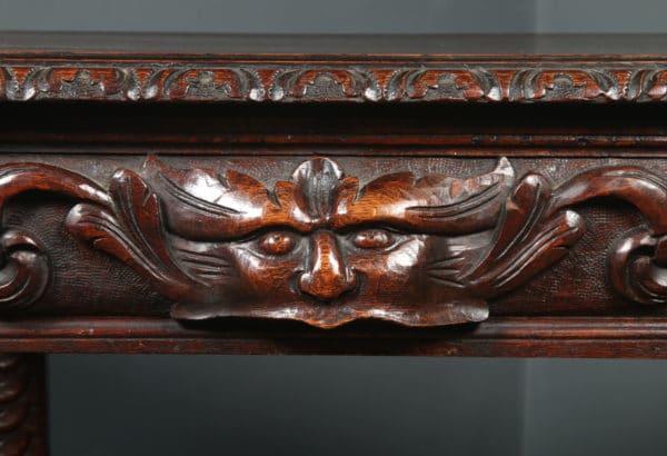 Antique English Victorian Carved Oak Green Man Buffet / Server / Sideboard / Dumbwaiter (Circa 1880)