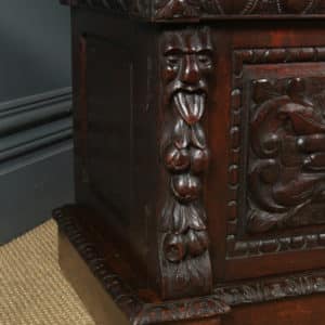 Antique English Victorian Carved Oak Green Man Buffet / Server / Sideboard / Dumbwaiter (Circa 1880)
