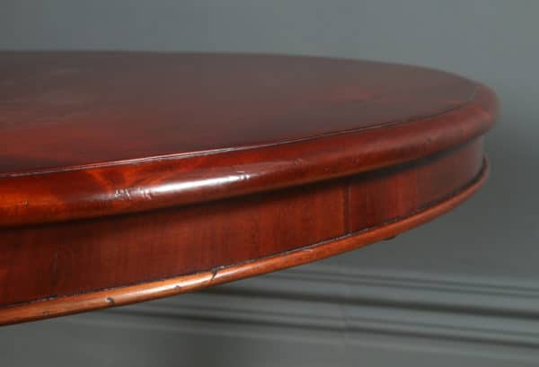 Antique English William IV Mahogany Circular Round Centre / Occasional / Dining Pedestal Table (Circa 1835)