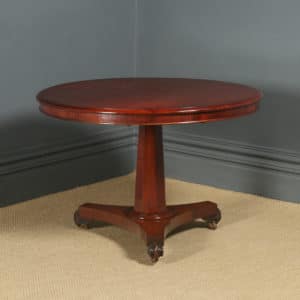 Antique English William IV Mahogany Circular Round Centre / Occasional / Dining Pedestal Table (Circa 1835)