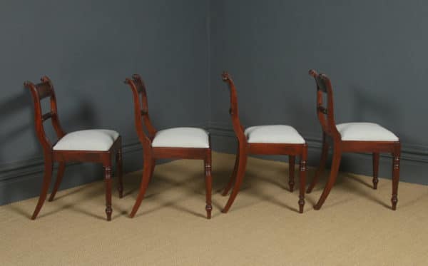 Antique English Georgian Set of Four 4 Mahogany Bar Back Dining Chairs (Circa 1825)
