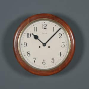 Antique 15" Mahogany Smiths Railway Station / School Wall Clock (Chiming)