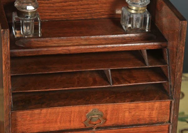 Antique English Victorian Oak Stationery & Writing Box / Cabinet (Circa 1900)