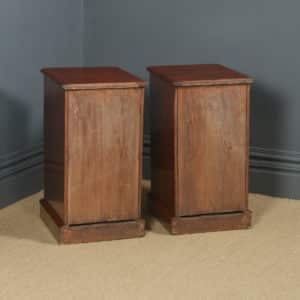 Antique English Pair of Victorian Figured Mahogany Bedside Cupboards / Cabinets / Tables / Nightstands (Circa 1860)