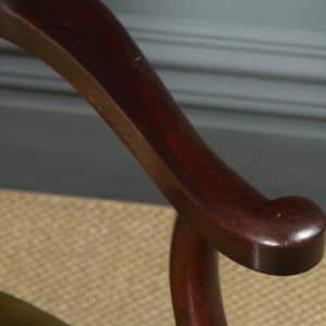 Antique English Edwardian Mahogany & Green Leather Upholstered Revolving Office Desk Arm Chair (Circa 1910)