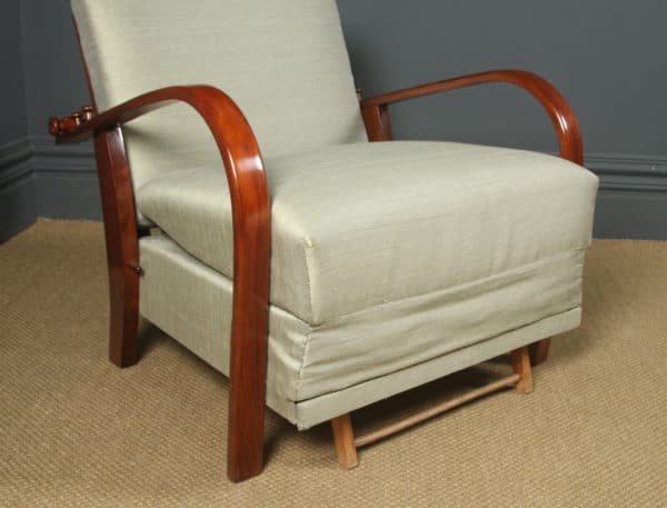 Antique French Art Deco Beech Reclining Metamorphic Lounge Chair / Day Bed (Circa 1930)