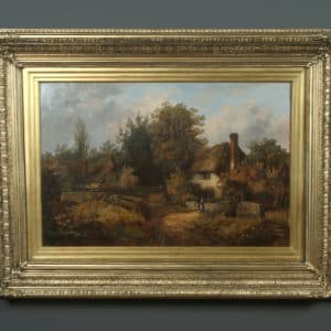 Antique English Victorian Landscape Oil Painting Picture by William R. Stone (Circa 1880)