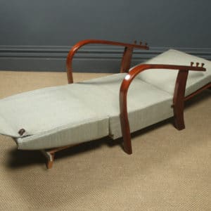 Antique French Art Deco Beech Reclining Metamorphic Lounge Chair / Day Bed (Circa 1930)
