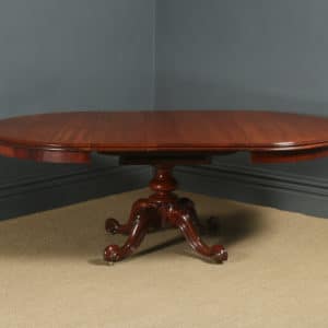 Antique English Victorian Oval Mahogany Extending Eight Seat Pedestal Dining Table / 7ft 5” Long (Circa 1850)