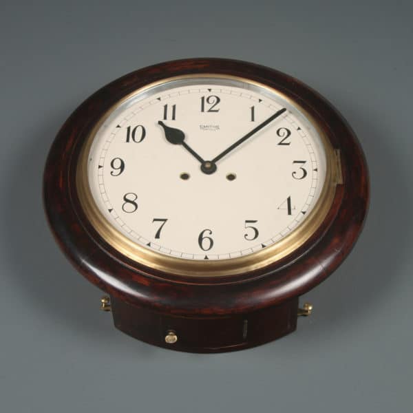 Antique 16" Mahogany Smiths Enfield Railway Station / School Wall Clock (Chiming)