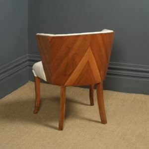 Antique English Art Deco Epstein Leather Walnut Angular Shape Office Desk / Dressing Table / Occasional Chair (Circa 1930)