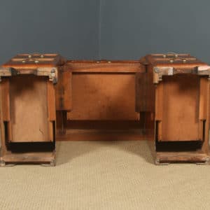 Antique English Art Deco Figured 3½ft Office Pedestal Office Desk / Dressing Table (Circa 1935)