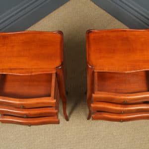 Vintage Pair of French Louis XVI Style Walnut Bedside Tables / Cabinets (Circa 1960)