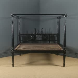 Antique 6ft Victorian Anglo-Indian Colonial Raj Regency Style Super King Size Four Poster Bed (Circa 1850)