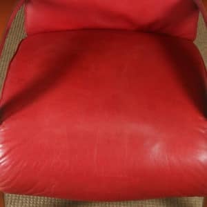 Vintage English Mid-Century Red Leather & Chrome Lounge Chair / Armchair (Circa 1960)
