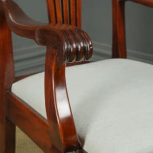 Antique English Georgian Chippendale Style Mahogany Elbow Office / Desk / Dining / Arm Chair / Carver (Circa 1880)