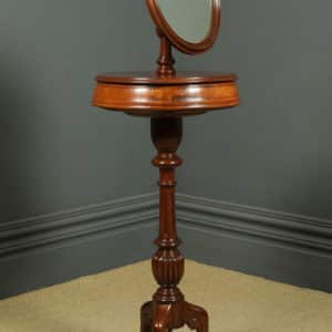 Antique English Victorian Mahogany Adjustable Barbers Shaving Stand / Vanity Makeup Mirror (Circa 1870)
