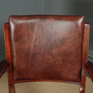 Antique English Art Deco Oak & Leather Revolving Office Desk Arm Chair / Armchair (Circa 1935) - Photo 14