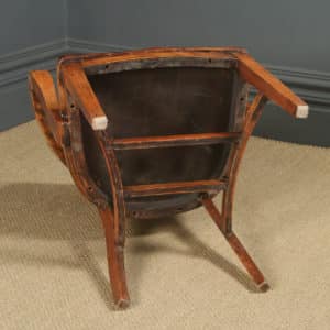Antique English Edwardian Birch Office Desk Elbow Tub Arm Chair (Circa 1910)