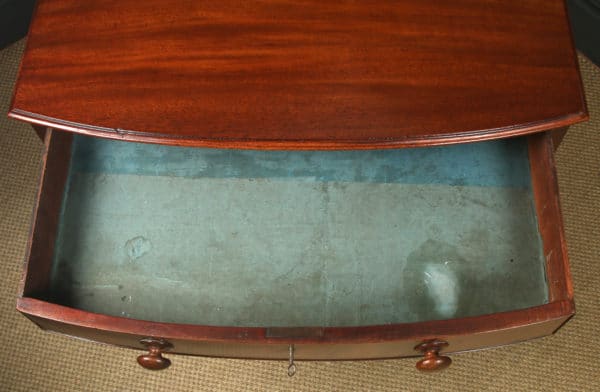 Antique English Georgian Regency Mahogany Inlaid Bow Front Occasional Side Lamp Writing Table (Circa 1820)