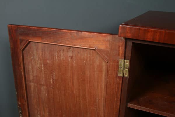 Antique English Pair of Georgian Regency Figured Mahogany Pedestal Cabinets / Cupboards (Circa 1820)