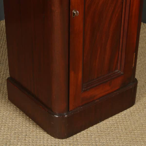 Antique English Pair of Victorian Flame Mahogany Bedside Tables / Cupboards / Nightstands (Circa 1870)