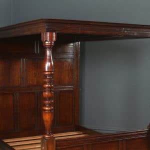 Antique 5ft English 18th Century Style King Size Oak Four Poster Bed (Circa 1930)