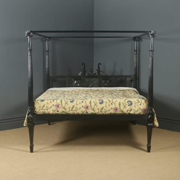 Antique 6ft Victorian Anglo-Indian Colonial Raj Regency Style Super King Size Four Poster Bed (Circa 1850)