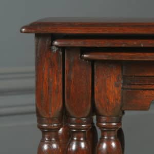 Vintage English 18th Century Style Nest of Three Solid Oak Side Tables (Circa 1960)