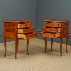 Vintage Pair of French Louis XVI Style Cherry Wood Bedside Tables / Cabinets (Circa 1960)