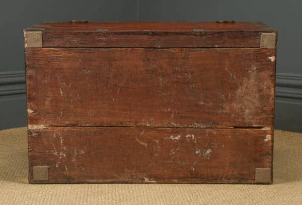 Antique Anglo-Indian Victorian Teak Wood Campaign Chest / Trunk / Ottoman / Coffee Table (Circa 1870)