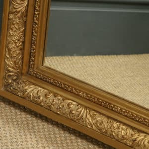 Large English Vintage Carved Gilt Wall Hanging Overmantle Mirror (Circa 1950)