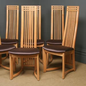 Danish Set of 6 Six High-Back Beech Actona Kitchen Dining Chairs (Circa 1990)