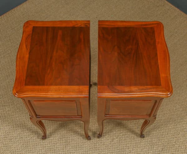 Vintage Pair of French Louis XVI Style Cherry Wood Bedside Tables / Cabinets (Circa 1960)