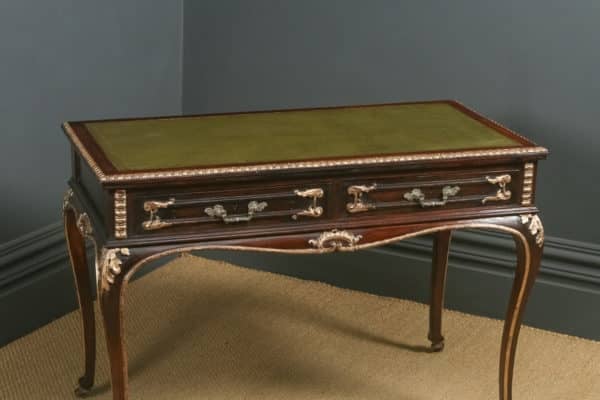 Antique French 19th Century Louis XV Gilt & Leather Bureau Plat Desk / Writing Table (Circa 1880)