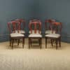 Antique English Victorian Set of Six 6 Mahogany Balloon Spear Back Dining Chairs (Circa 1880)