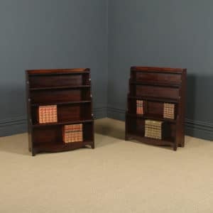 Antique Anglo-Indian Regency Style Teak Waterfall Pair of Open Bookcases (Circa 1930)