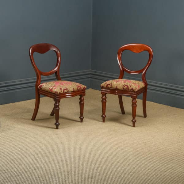 Antique English Victorian Pair of Mahogany Balloon Back Dining / Occasional / Office Desk Chairs (Circa 1860)