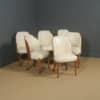 Antique English Art Deco Epstein Six Leather Walnut Cloud Shape Dining Chairs (Circa 1930) - Photo 1