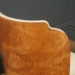 Antique English Art Deco Pair of Epstein Satinwood & Leather Cloud Shape Dining Chairs (Circa 1935) - Photo 11