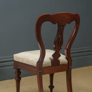 Antique English Victorian Set of Six 6 Mahogany Balloon Spear Back Dining Chairs (Circa 1880)