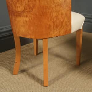 Antique English Art Deco Pair of Epstein Satinwood & Leather Cloud Shape Dining Chairs (Circa 1935) - Photo 12