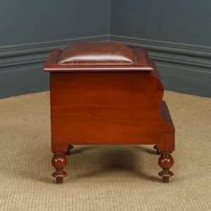Antique English Victorian Mahogany & Leather Dressing / Window / Tidy / Box Stool (Circa 1840)