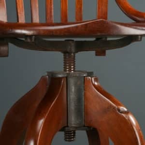 Antique English Edwardian Beech Revolving Office Desk Side Chair (Circa 1910)
