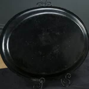 Antique English Victorian Ebonised Chinoiserie Floral Papier Mâché Drinks Butlers Serving Tray (Circa 1870)