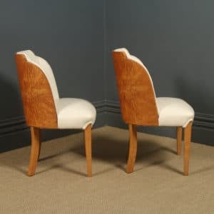 Antique English Art Deco Pair of Epstein Satinwood & Leather Cloud Shape Dining Chairs (Circa 1935) - Photo 16
