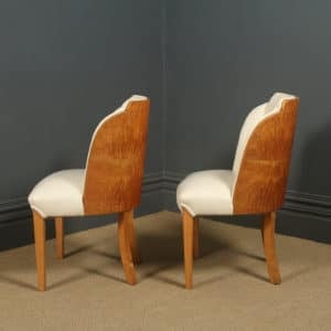 Antique English Art Deco Pair of Epstein Satinwood & Leather Cloud Shape Dining Chairs (Circa 1935) - Photo 17