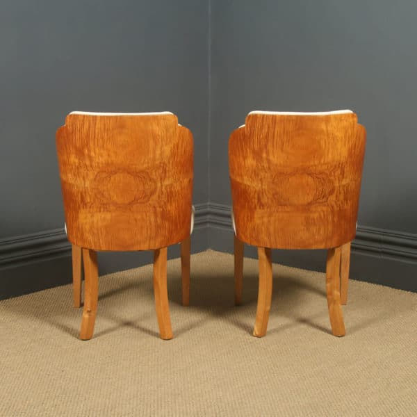Antique English Art Deco Pair of Epstein Satinwood & Leather Cloud Shape Dining Chairs (Circa 1935) - Photo 18